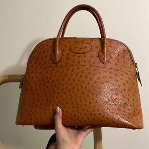 Vintage Hermes Bolide 35 in ostrich leather